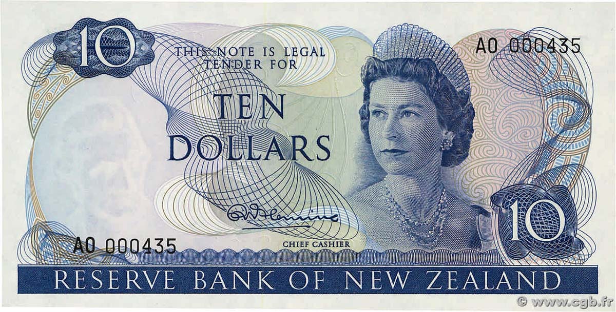 Новая Зеландия 10 долларов 1967