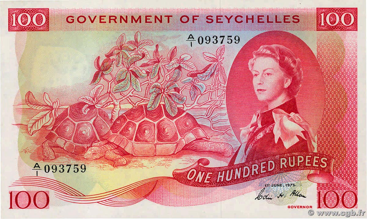 Сейшельские острова 100 рупий 1975