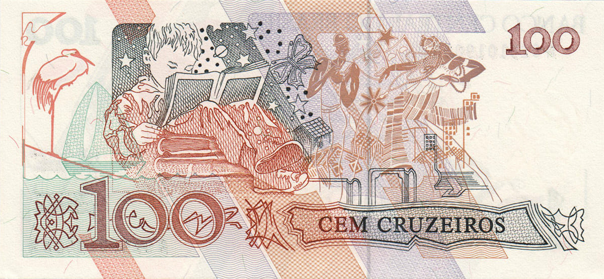 100 крузейро Бразилии 1989