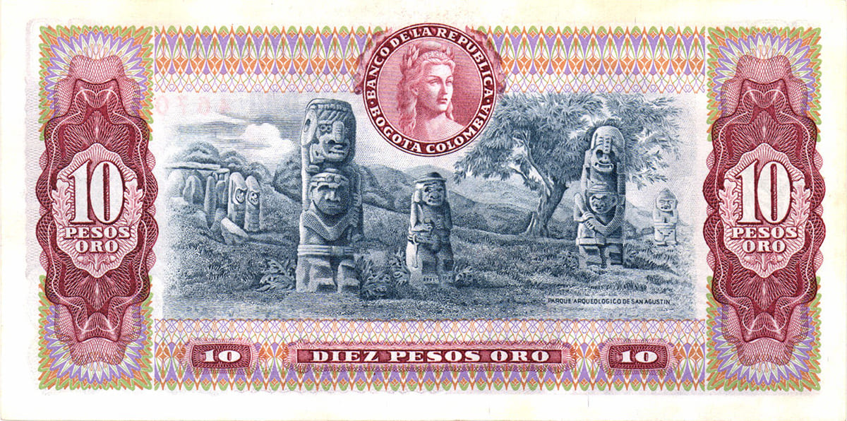 10 песо Колумбии 1980