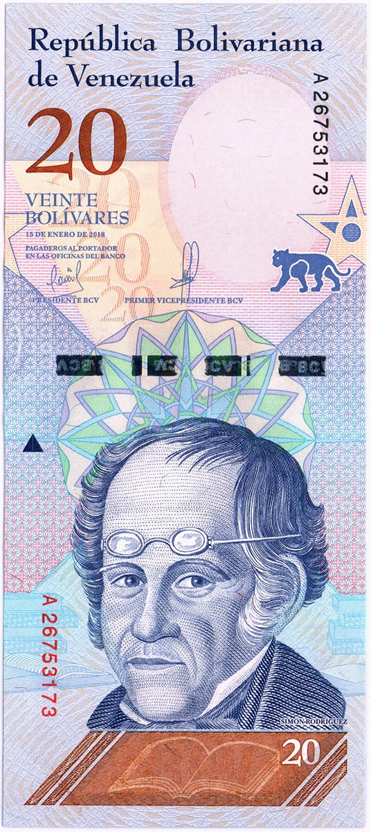 20 боливаров Венесуэлы 2018