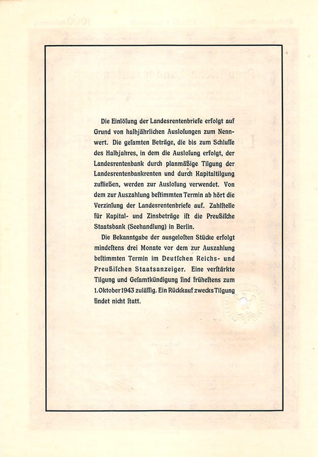 Landesrentenbrief 1000 reichsmark 1939