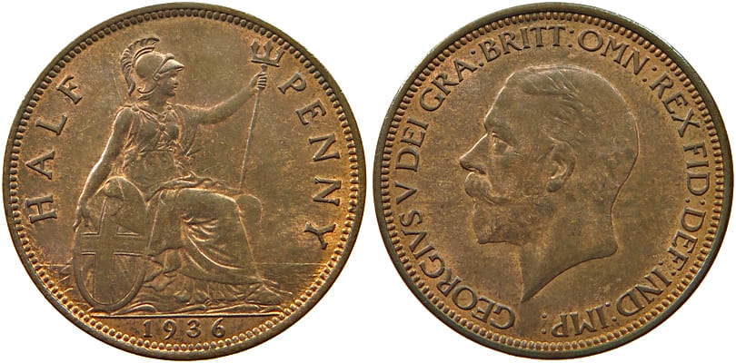 Великобритания. 1/2 пенни 1936