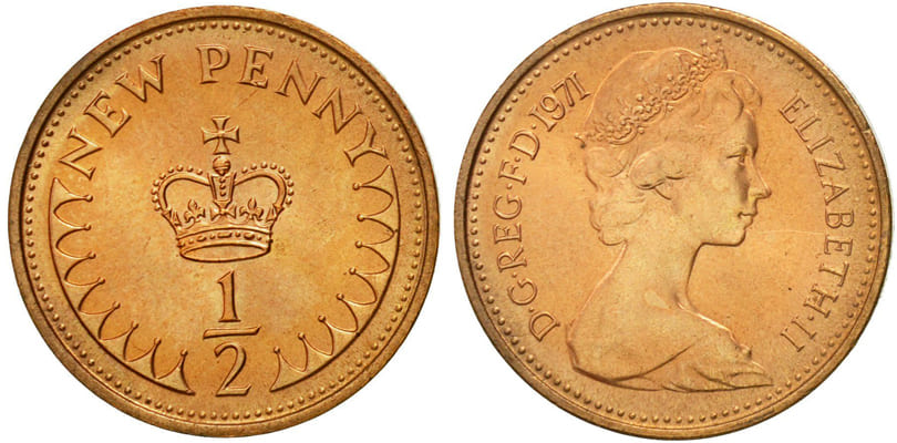 Великобритания. 1/2 пенни 1971