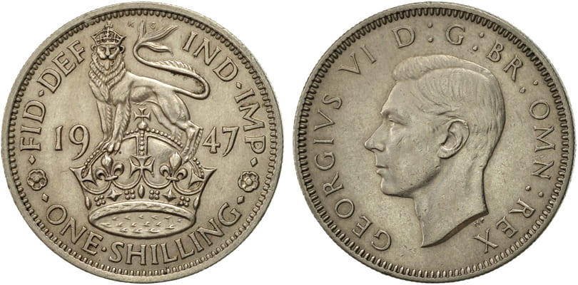 Великобритания. 1 шиллинг 1947 (английский тип)