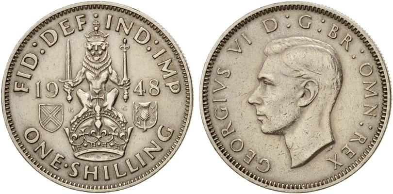 Великобритания. 1 шиллинг 1948 (шотландский тип)