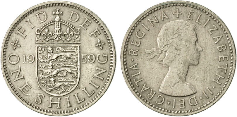 Великобритания. 1 шиллинг 1959 (английский тип)