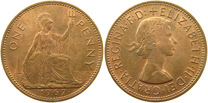 Великобритания. 1 пенни 1967