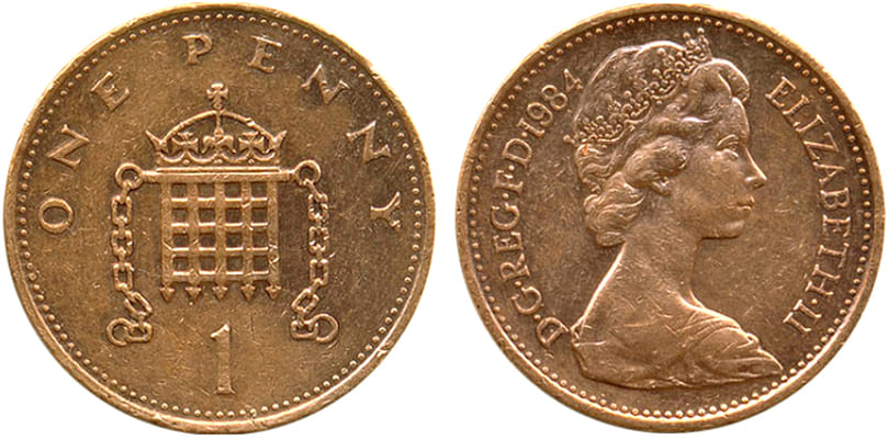 Великобритания. 1 пенни 1984