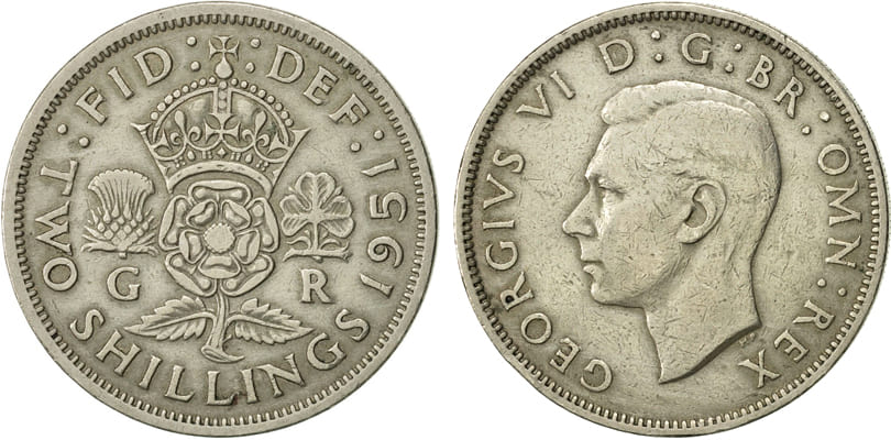 Великобритания. 2 шиллинга 1951