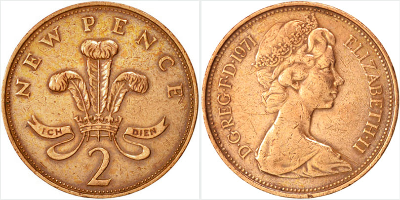 Великобритания. 2 пенса 1971