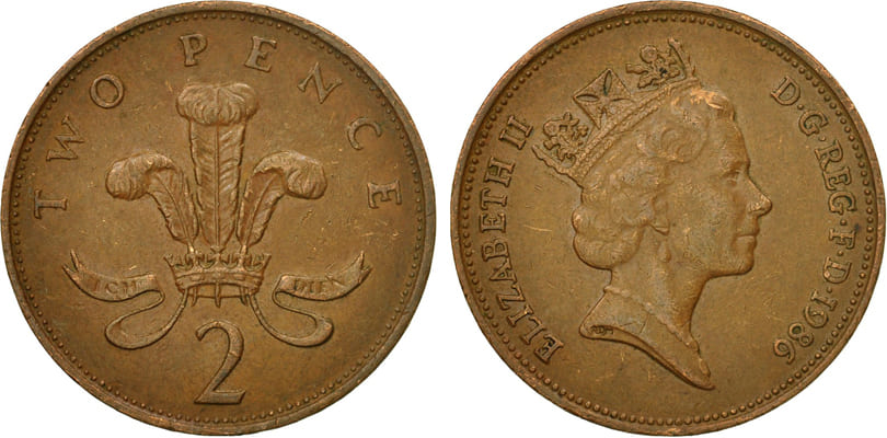 Великобритания. 2 пенса 1986