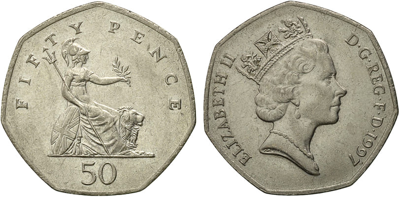 Великобритания. 50 пенсов 1997