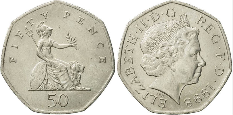 Великобритания. 50 пенсов 1998
