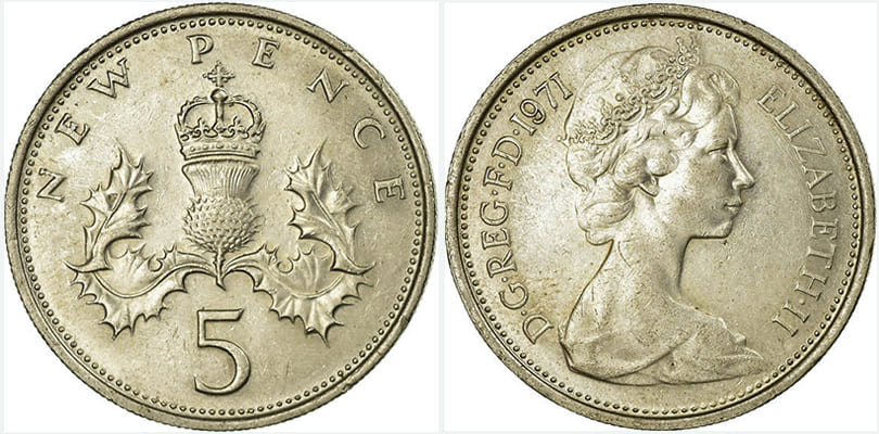 Великобритания. 5 пенсов 1971