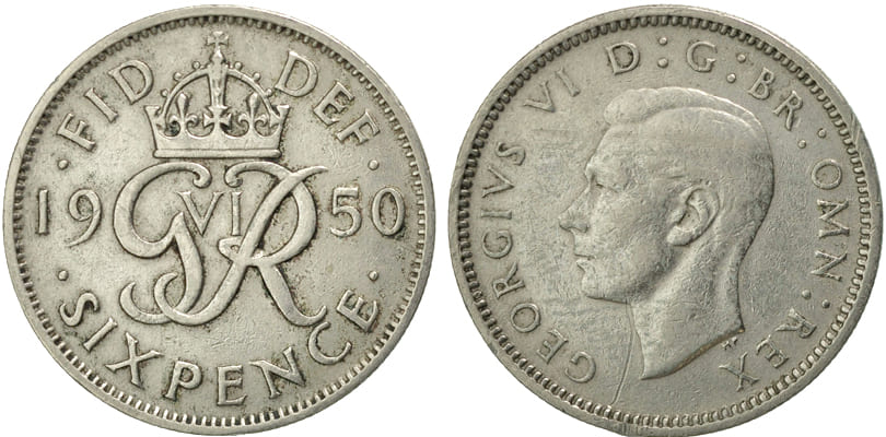 Велибритания. 6 пенсов 1950