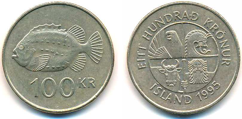 100 крон Исландии 1995