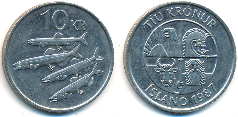 10 крон Исландии 1987