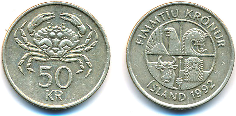 50 крон Исландии 1992