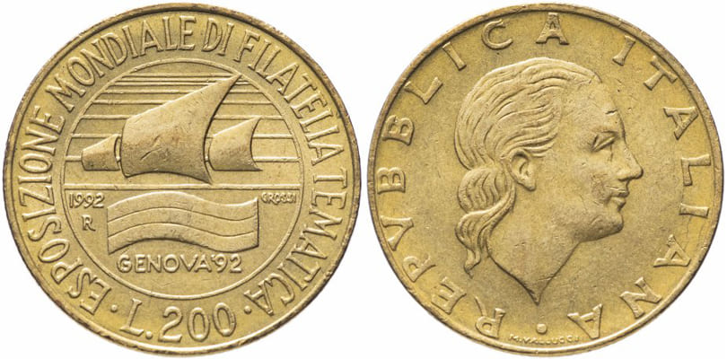 200 лир Италии 1992. Выставка марок в Генуе