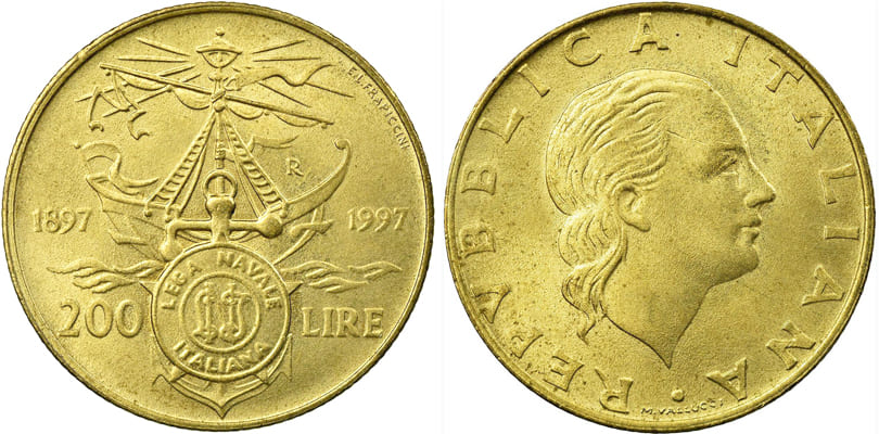 200 лир Италии 1997. 100 лет Итальянской морской лиги