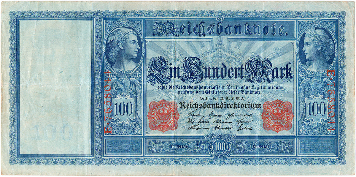 Кайзеровская Германия. 100 марок 21. April 1910.