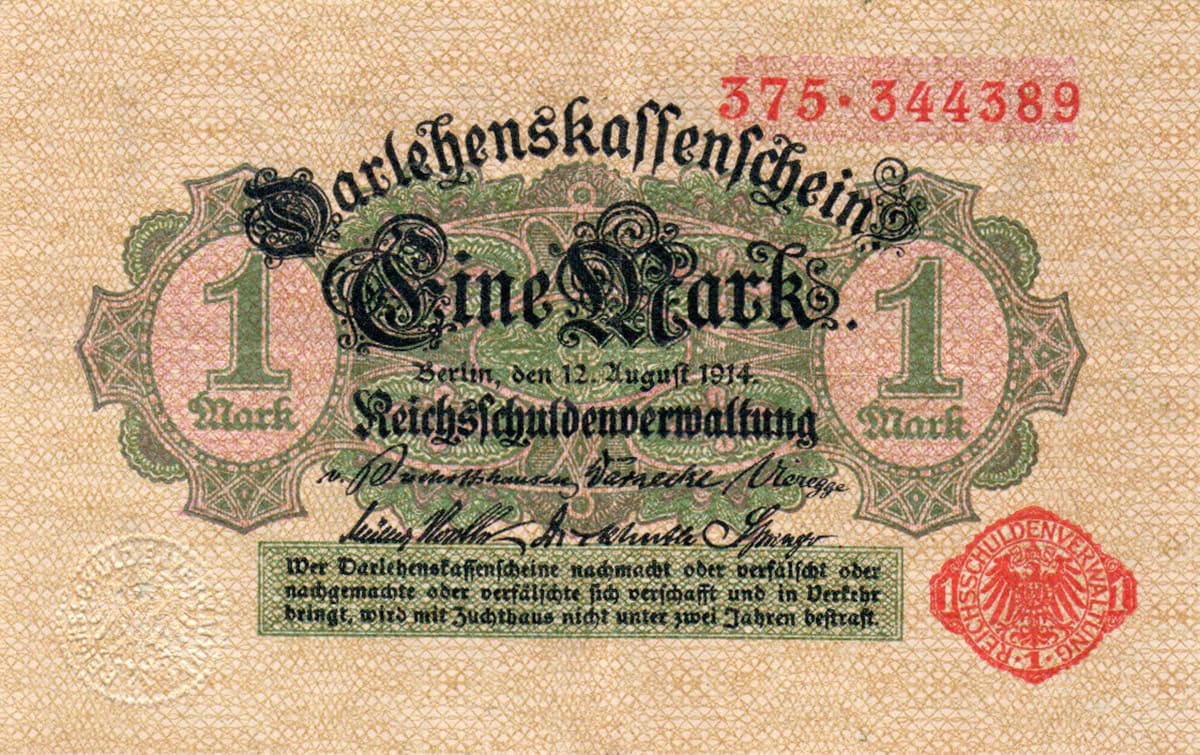 Кайзеровская Германия. 1 марка 12. August 1914. 