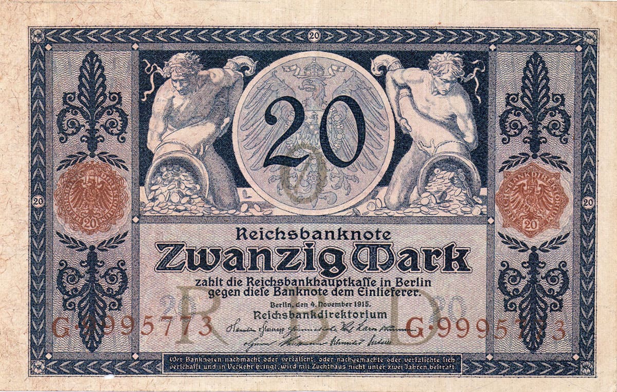 Кайзеровская Германия. 20 марок 4. November 1915.