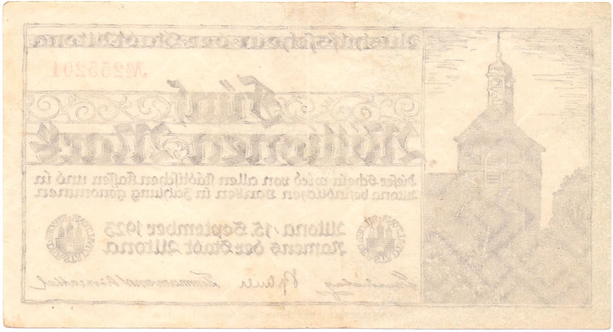 5 000 000 марок 1923 Aushilsschein der Stadt Altona