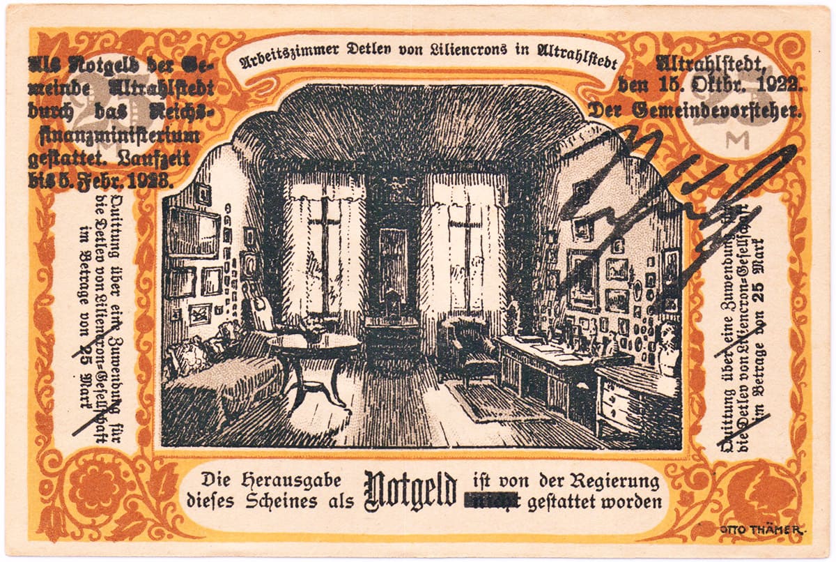 25 марок 1922 Altrahlstedt