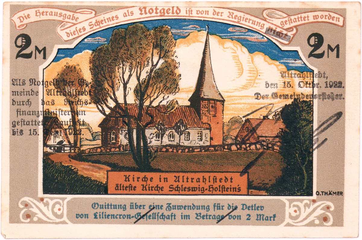 2 марки 1922 Altrahlstedt