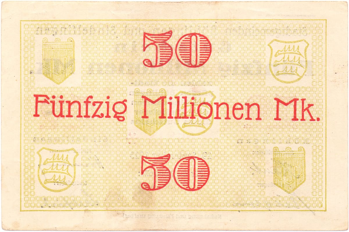 50 000 000 марок 1923 Stadtgemeinden Böblingen und Sindelfingen