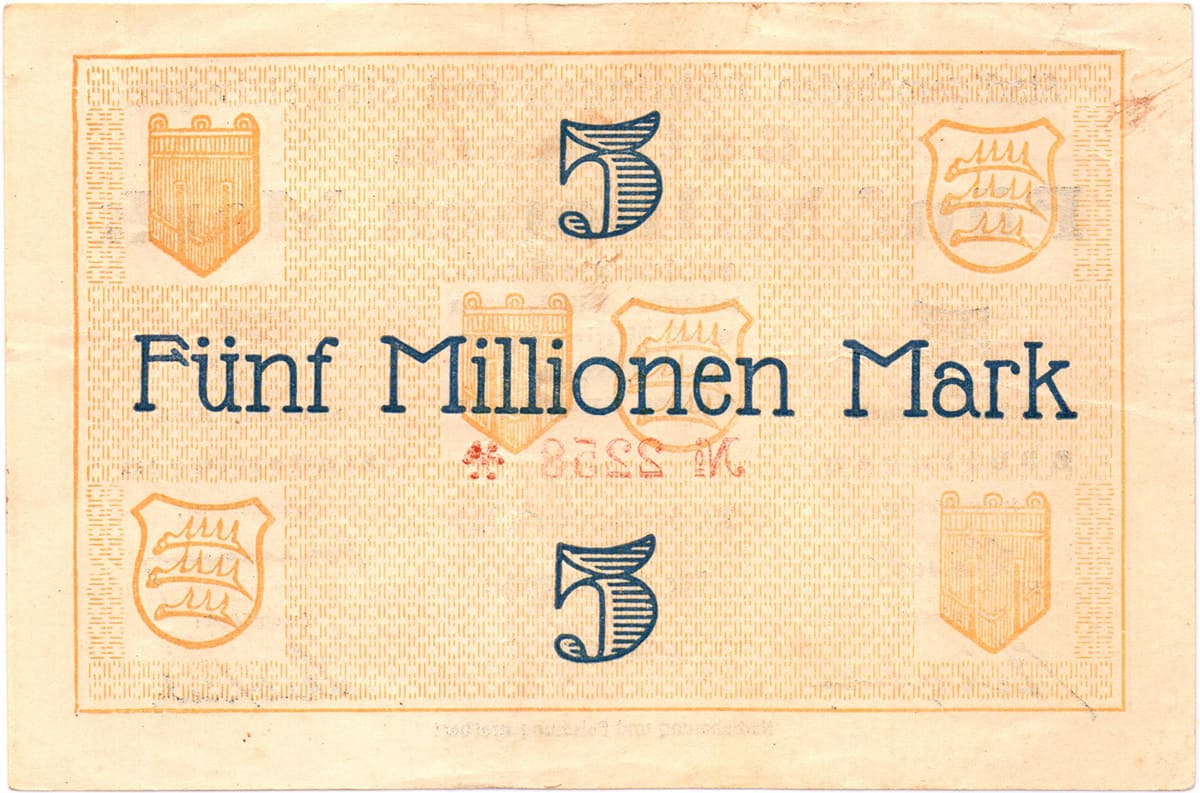 5 000 000 марок 1923 Stadtgemeinden Böblingen und Sindelfingen
