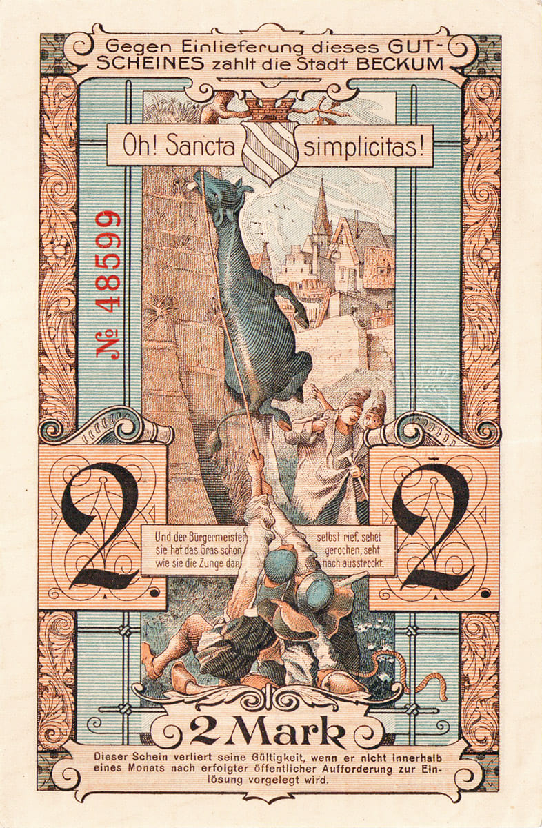 2 марки 1918 Beckum (первый тип) 2 марки 1918 Beckum (первый тип)