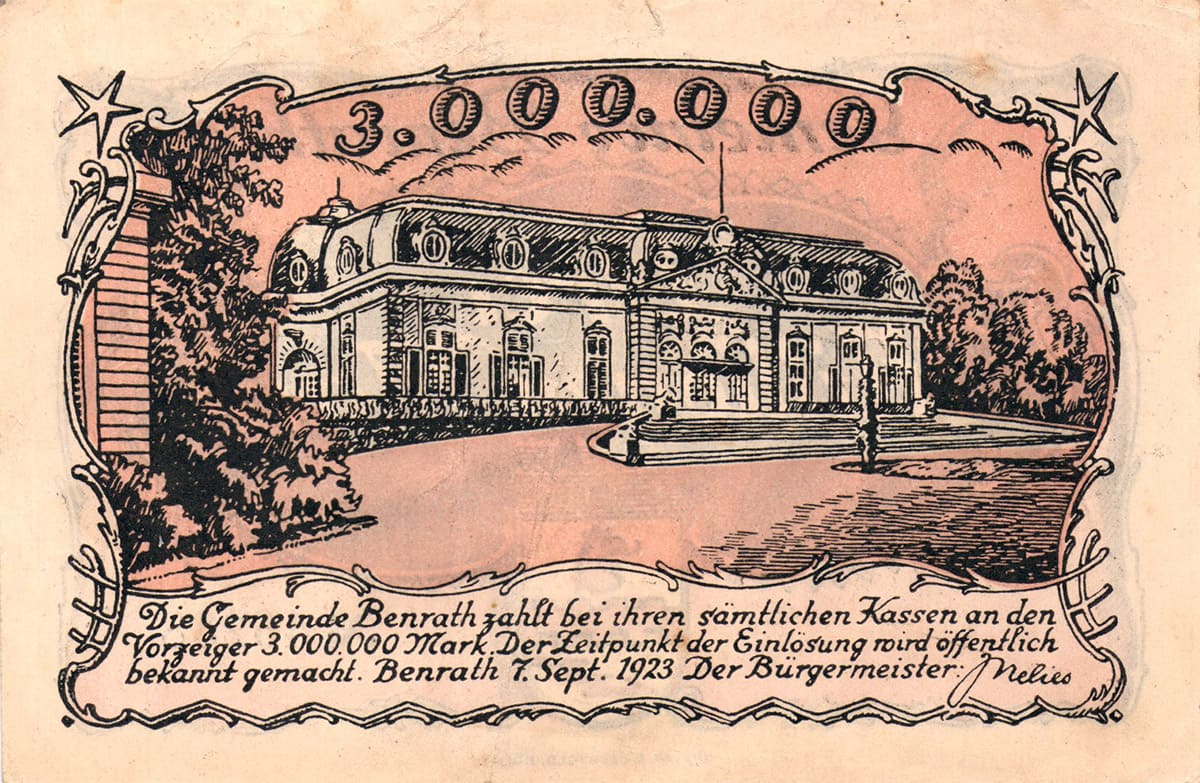 3 000 000 марок 1923 Gemeinde Benrath