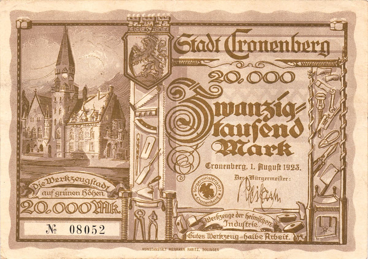20 000 марок 1923 Stadt Cronenberg
