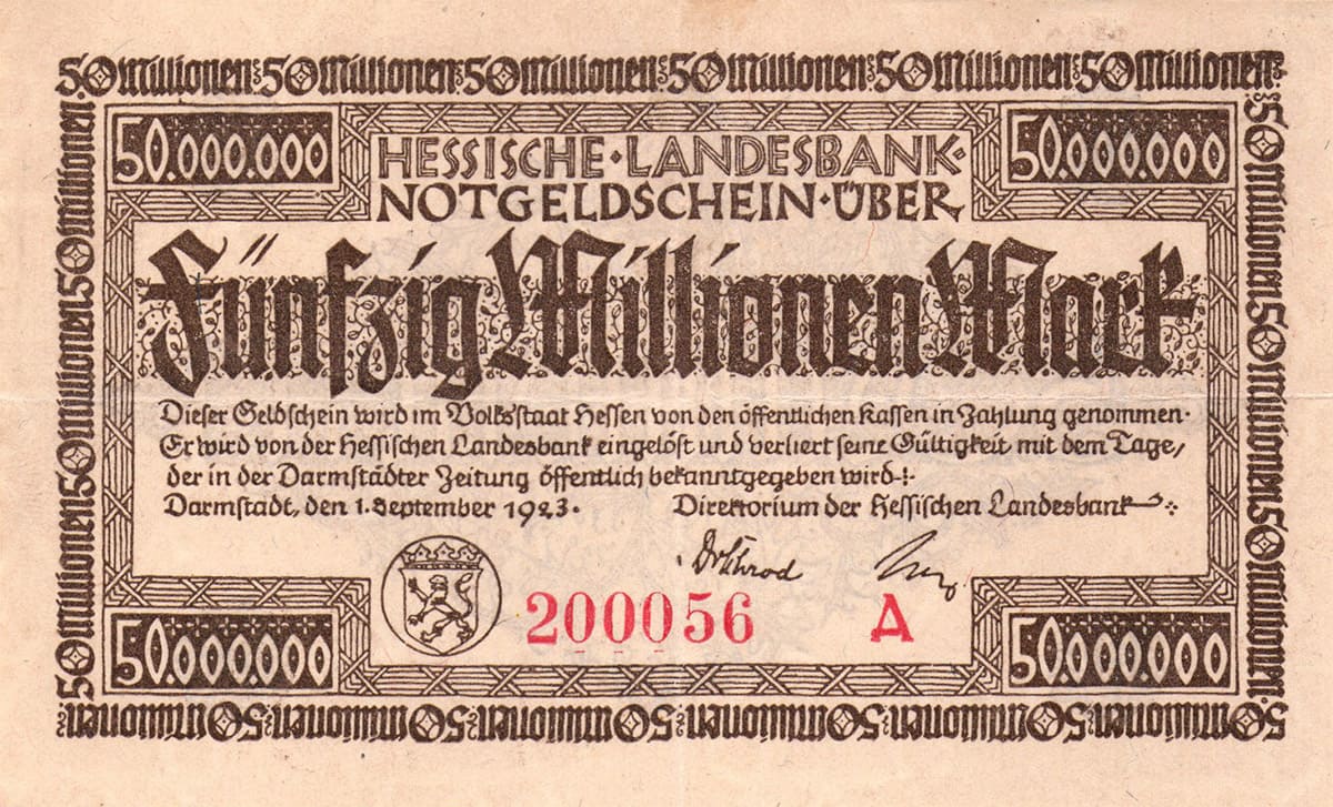 50 000 000 марок 1923 Hessische Landesbank
