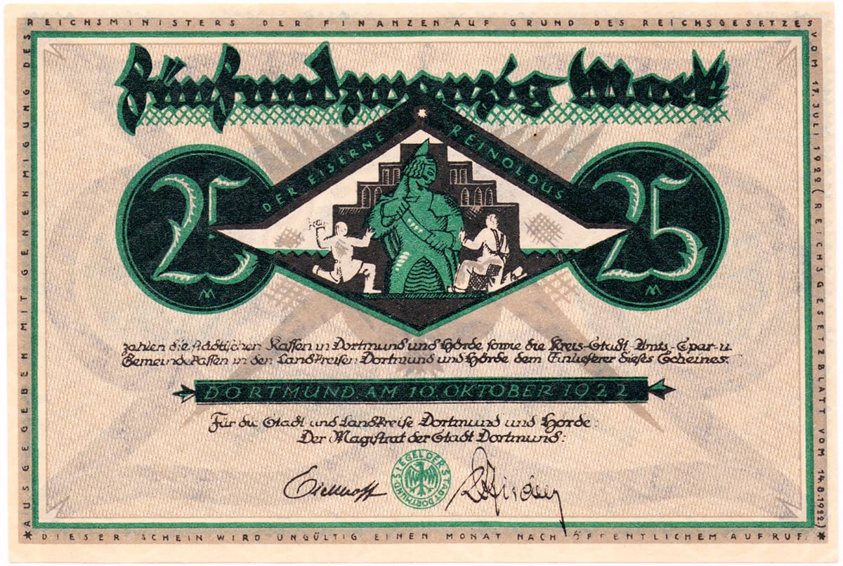 25 марок 1922 Kassen Dortmund und Hörde