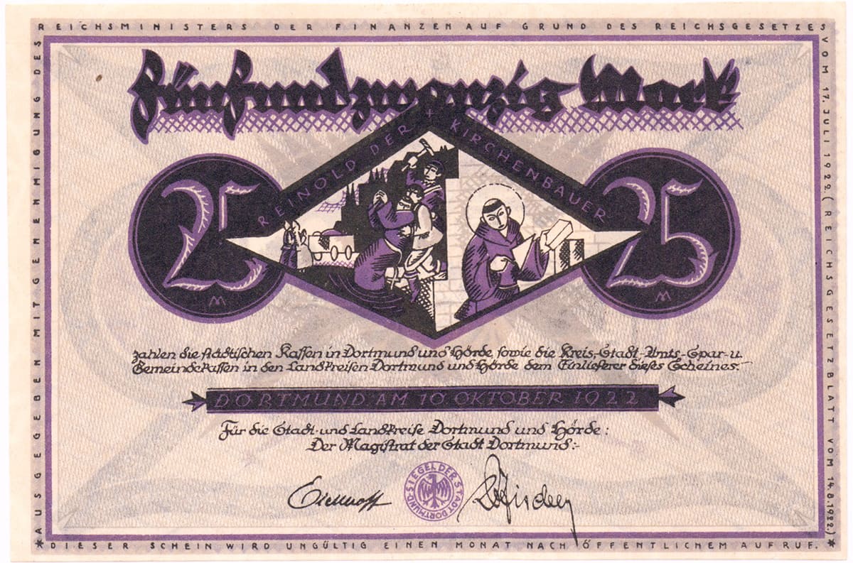 25 марок 1922 Kassen Dortmund und Hörde