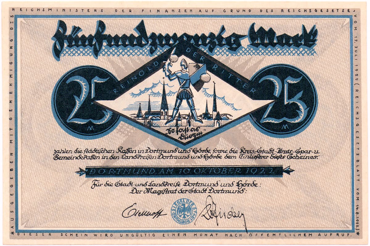 25 марок 1922 Kassen Dortmund und Hörde
