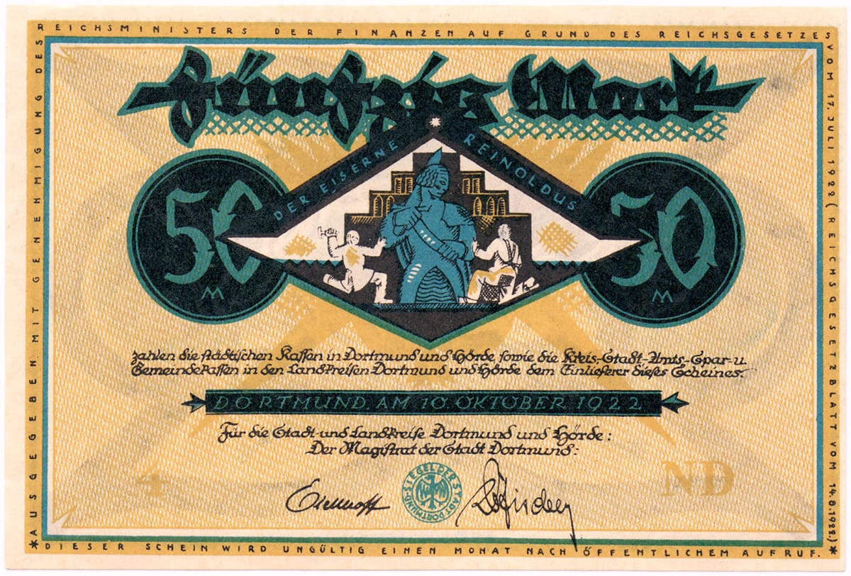 50 марок 1922 Kassen Dortmund und Hörde