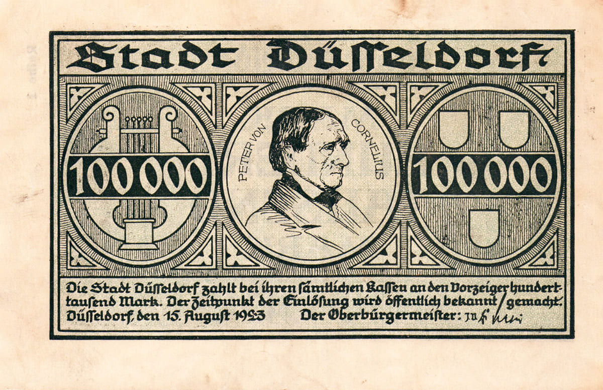100 000 марок 1923 Stadt Düsseldorf 