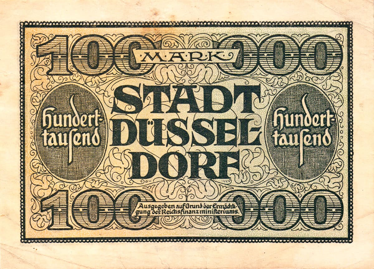 100 000 марок 1923 Stadt Düsseldorf 