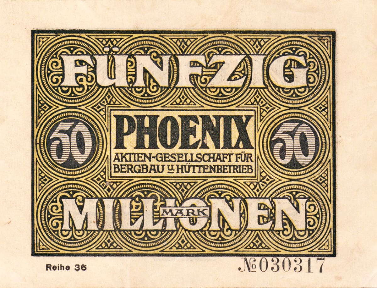 50 000 000 марок 1923 Aktien-Gesellschaft für Bergbau und Hüttenbetrieb