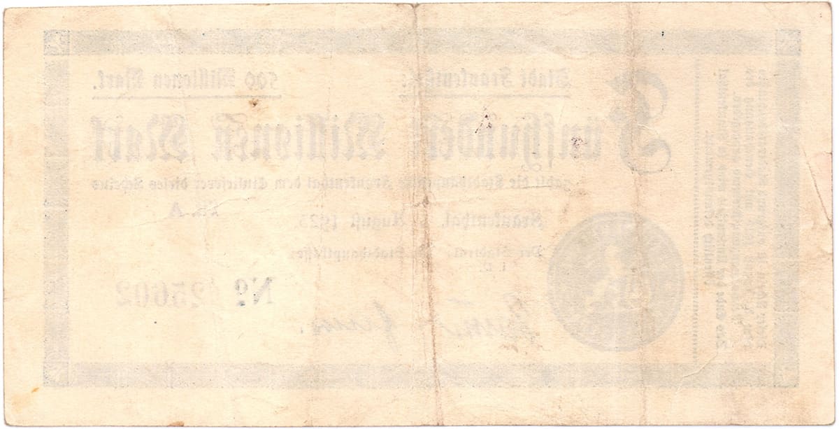 500 000 000 марк 1923 Stadt Frankenhal
