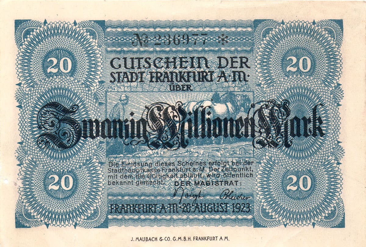 20 000 000 марк 1923 Stadt Frankfurt Am Main