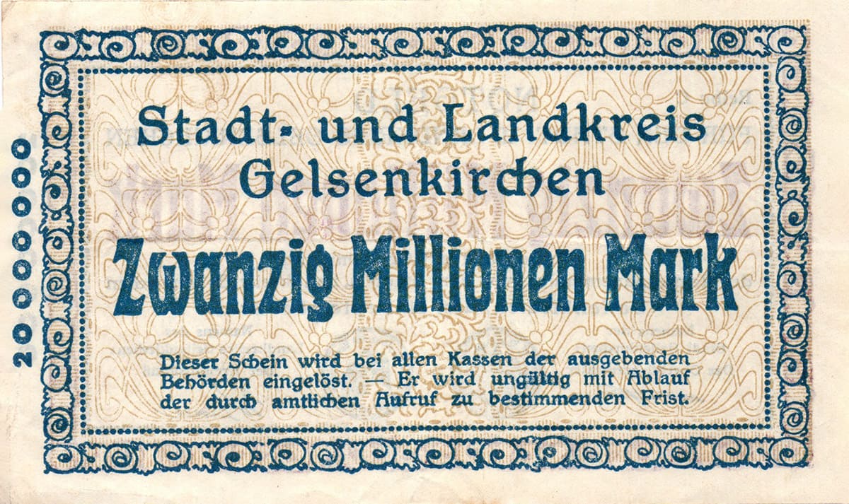 20 000 000 марок 1923 Stadt und Landkreis Gelsenkirchen