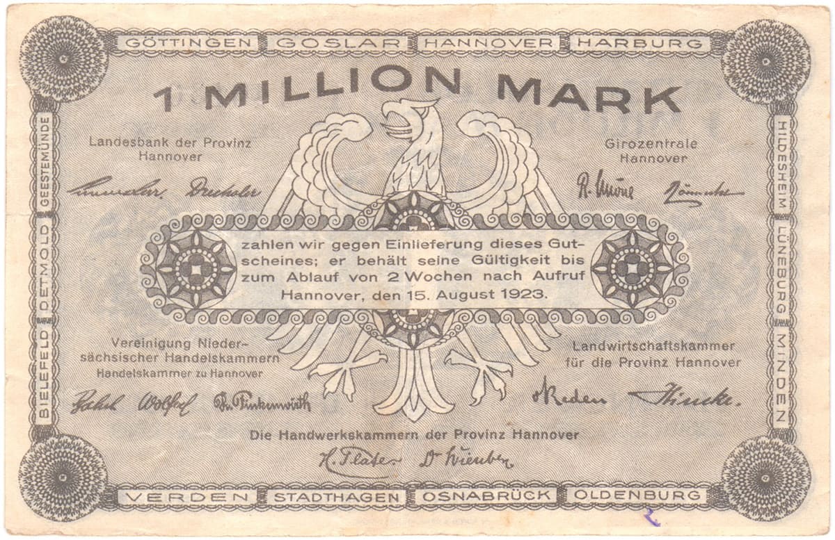 1 000 000 марок 1923 Vereinigung Niedersächsischer Handelskammern