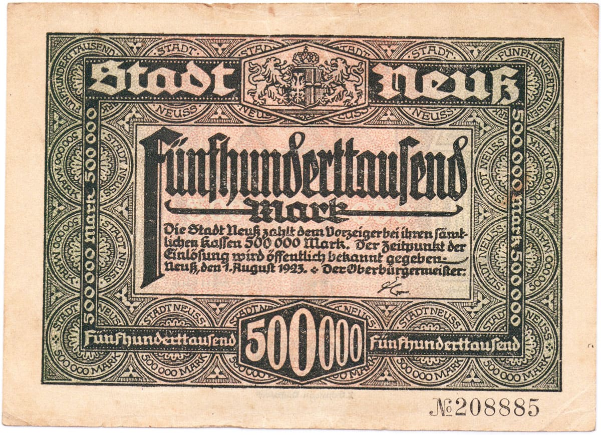 500 000 марок 1923 Stadt Neuss