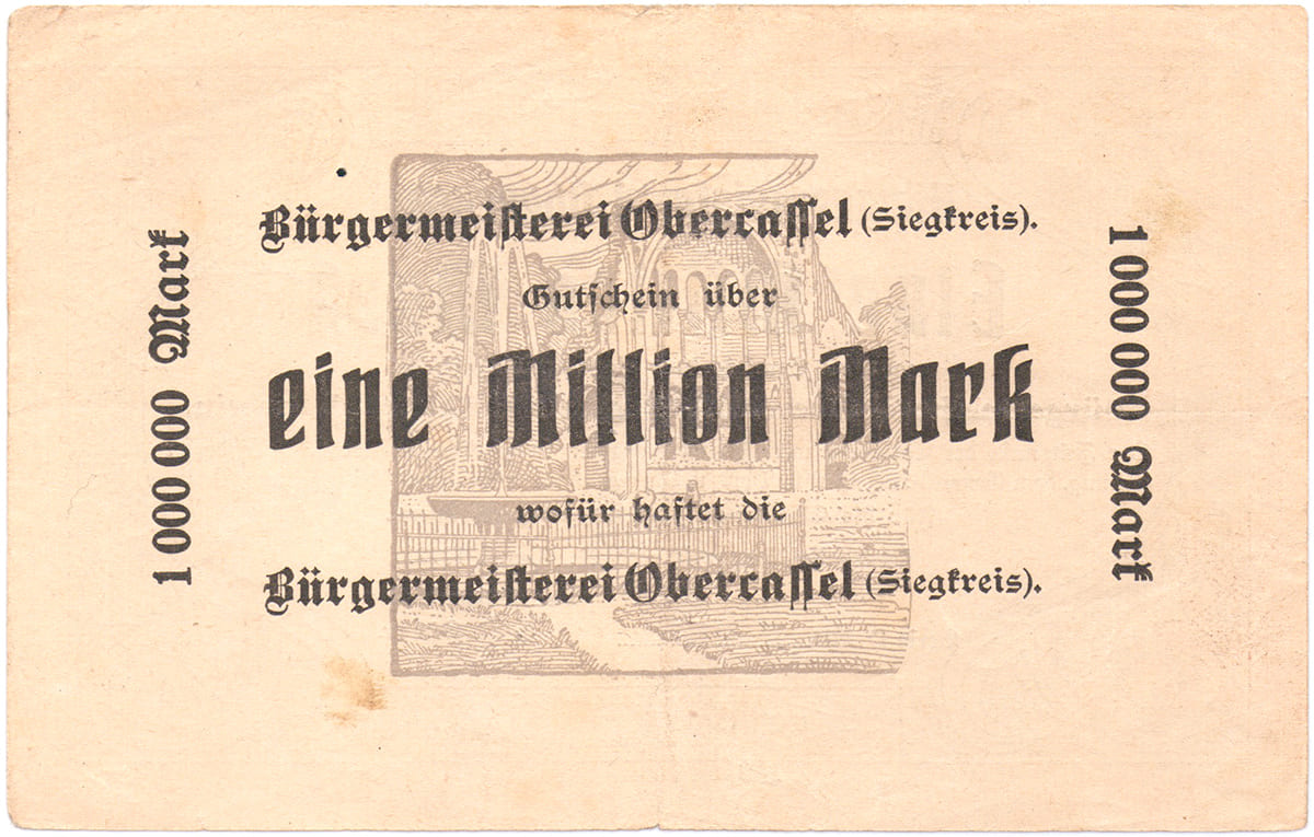 1 000 000 марок 1923 Bürgermeisterei Oberkassel